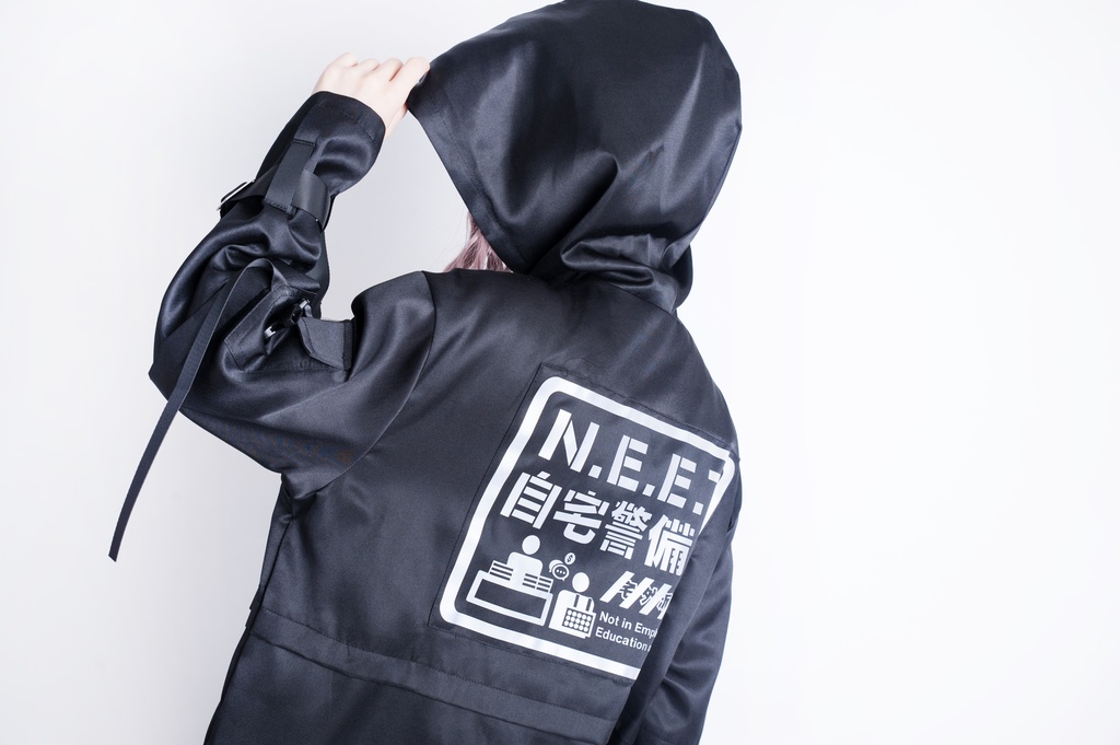 JillpunkオリジナルKERA アニメお宅機動警察NEET自宅警備隊ミリタリー戦術ポケット反射プリント耐水防水ウィンドウブレーカーパーカーゆったりジャケット パンクメンズ レディーズ おしゃれ大きいサイズ男女兼用ファッション秋葉系カッコいい