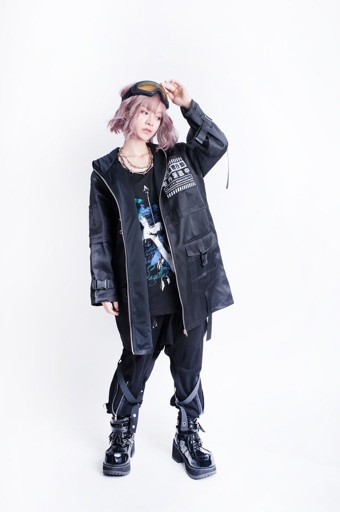 JillpunkオリジナルKERA アニメお宅機動警察NEET自宅警備隊ミリタリー戦術ポケット反射プリント耐水防水ウィンドウブレーカーパーカーゆったりジャケット パンクメンズ レディーズ おしゃれ大きいサイズ男女兼用ファッション秋葉系カッコいい