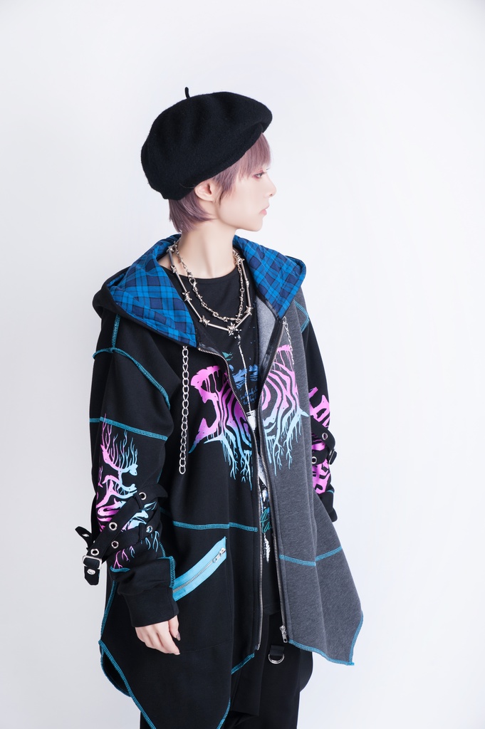 JillpunkオリジナルKERA ロック失われた安息日ヘヴィメタル記号長袖ゆったりパーカーアシンメトリー変形の裾ジャケット パンクメンズ レディーズ おしゃれ男女兼用ファッション秋葉系カッコいい