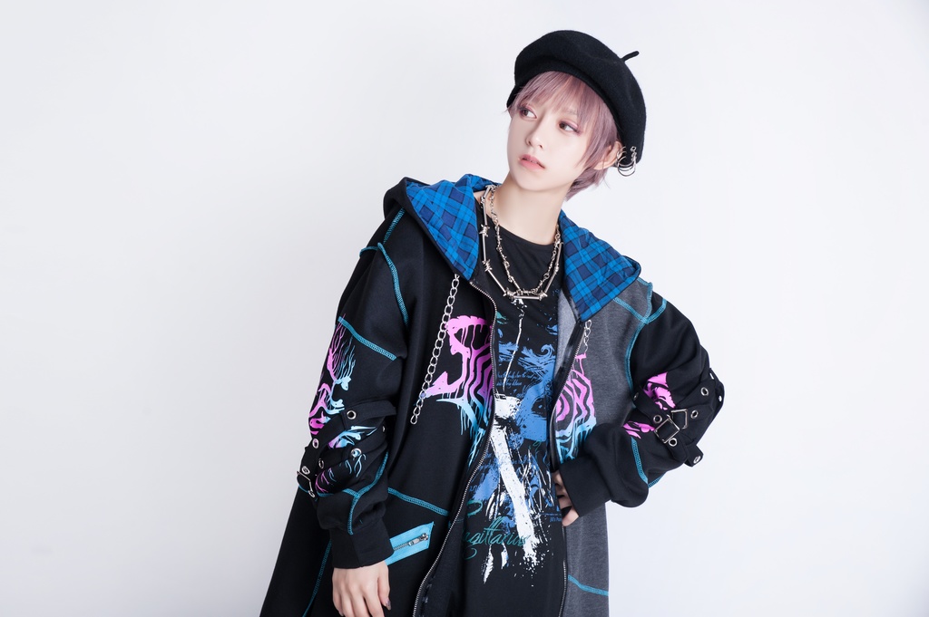 JillpunkオリジナルKERA ロック失われた安息日ヘヴィメタル記号長袖ゆったりパーカーアシンメトリー変形の裾ジャケット パンクメンズ レディーズ おしゃれ男女兼用ファッション秋葉系カッコいい