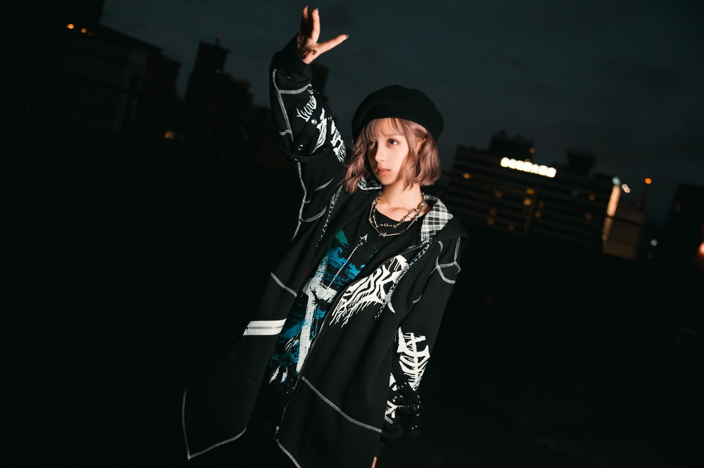 JillpunkオリジナルKERA ロック失われた安息日ヘヴィメタル記号長袖ゆったりパーカーアシンメトリー変形の裾ジャケット パンクメンズ レディーズ おしゃれ男女兼用ファッション秋葉系カッコいい
