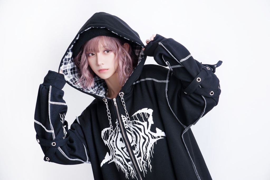 JillpunkオリジナルKERA ロック失われた安息日ヘヴィメタル記号長袖ゆったりパーカーアシンメトリー変形の裾ジャケット パンクメンズ レディーズ おしゃれ男女兼用ファッション秋葉系カッコいい
