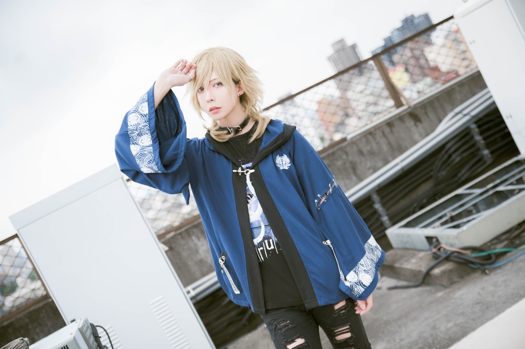 Jillpunk和風モード戦国武将物語 独眼竜伊達政宗 家紋刺繡 キモノスリーブ 安全ピンフード付き現代羽織 和装ジャケットブレザー オリジナル メンズ レディー V系カッコいい おしゃれ男女兼用ファッション秋葉系