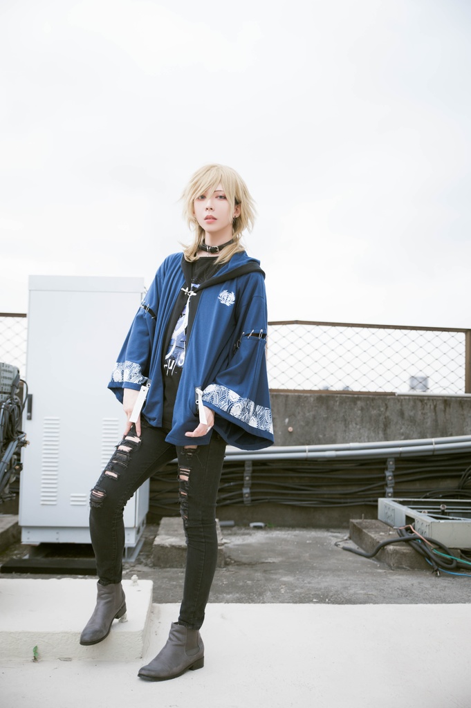 Jillpunk和風モード戦国武将物語 独眼竜伊達政宗 家紋刺繡 キモノスリーブ 安全ピンフード付き現代羽織 和装ジャケットブレザー オリジナル メンズ レディー V系カッコいい おしゃれ男女兼用ファッション秋葉系