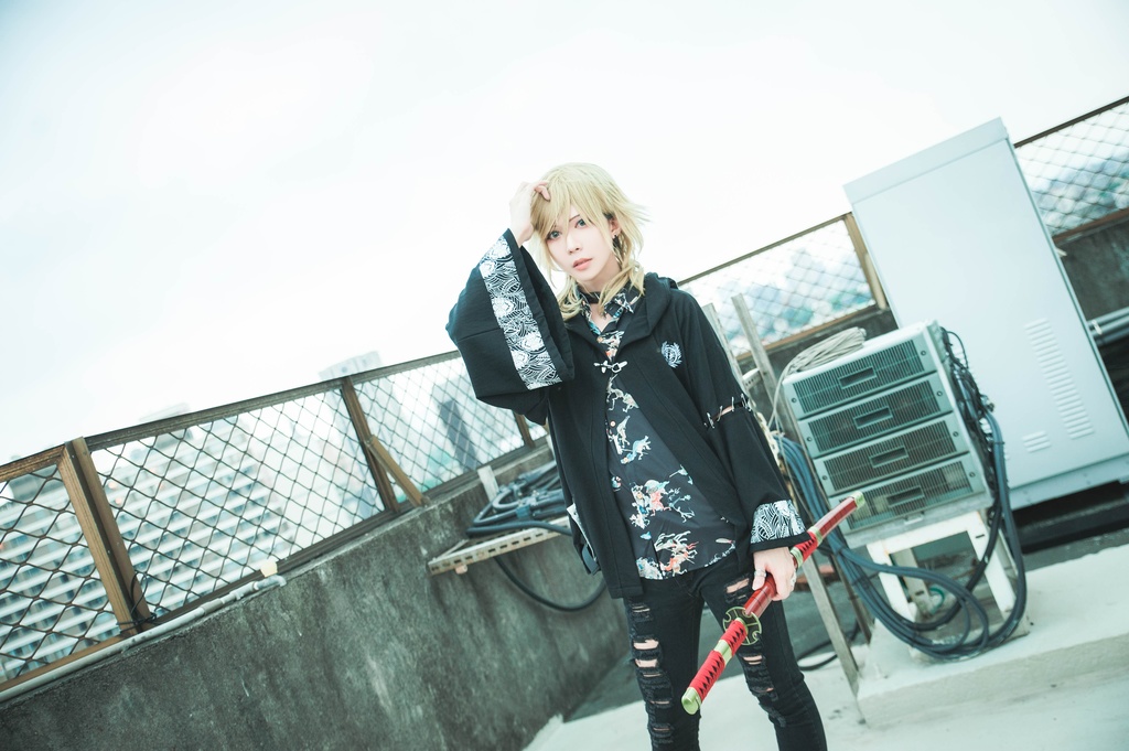 Jillpunk和風モード戦国武将物語 独眼竜伊達政宗 家紋刺繡 キモノスリーブ 安全ピンフード付き現代羽織 和装ジャケットブレザー オリジナル メンズ レディー V系カッコいい おしゃれ男女兼用ファッション秋葉系