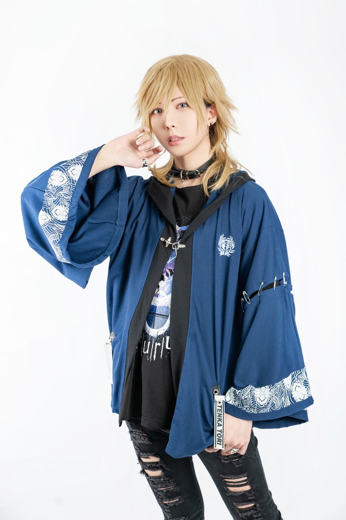 Jillpunk和風モード戦国武将物語 独眼竜伊達政宗 家紋刺繡 キモノスリーブ 安全ピンフード付き現代羽織 和装ジャケットブレザー オリジナル メンズ レディー V系カッコいい おしゃれ男女兼用ファッション秋葉系