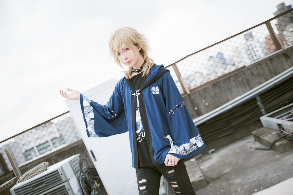 Jillpunk和風モード戦国武将物語 独眼竜伊達政宗 家紋刺繡 キモノスリーブ 安全ピンフード付き現代羽織 和装ジャケットブレザー オリジナル メンズ レディー V系カッコいい おしゃれ男女兼用ファッション秋葉系