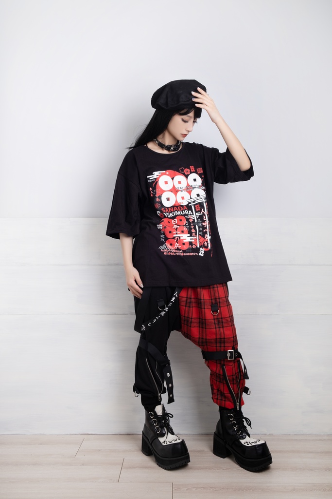 Jillpunkアニメ お宅和風 日本一の兵 真田幸村 六文銭 戦国旗印 プリント ゆったり半袖 Tシャツ Oversizeオーバーサイズ オリジナル メンズ レディーズ おしゃれ 男女兼用 ファッション 秋葉系 カッコいい