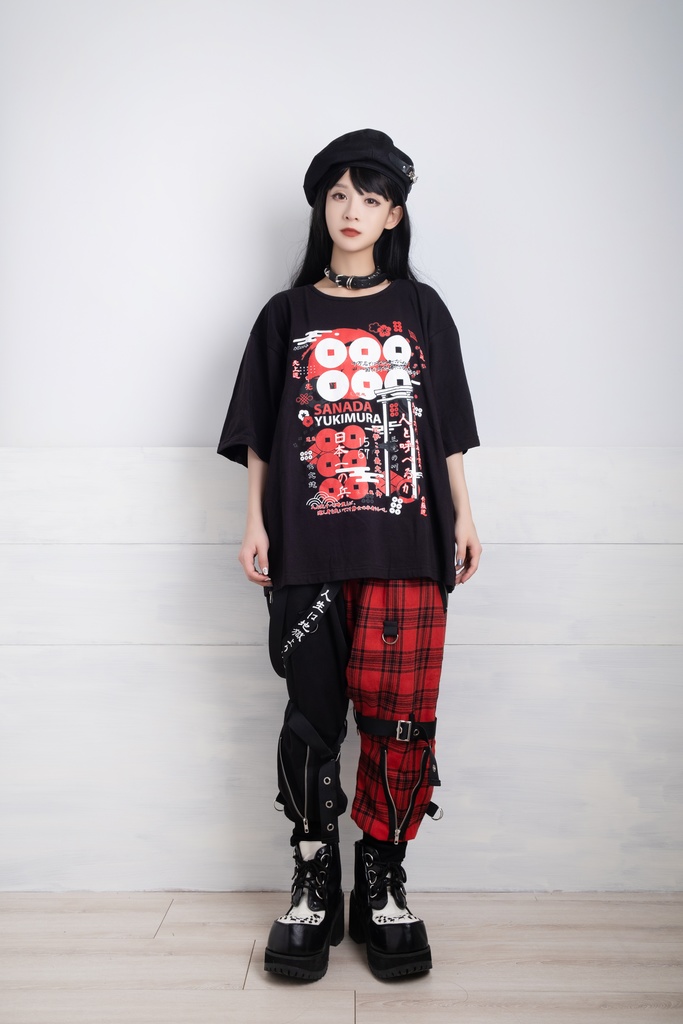 Jillpunkアニメ お宅和風 日本一の兵 真田幸村 六文銭 戦国旗印 プリント ゆったり半袖 Tシャツ Oversizeオーバーサイズ オリジナル メンズ レディーズ おしゃれ 男女兼用 ファッション 秋葉系 カッコいい