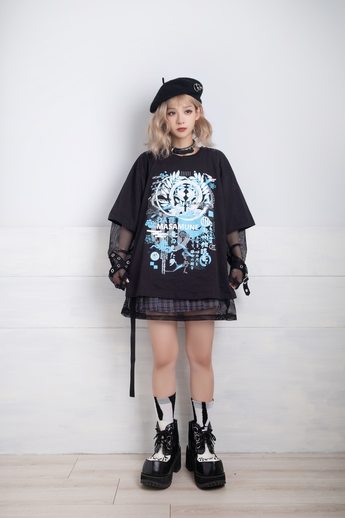 Jillpunkアニメ モード 戦国武将物語 独眼竜伊達政宗 プリント ゆったり半袖 Tシャツ Oversizeオーバーサイズ オリジナル メンズ レディーズ おしゃれ 男女兼用 ファッション 秋葉系 カッコいい