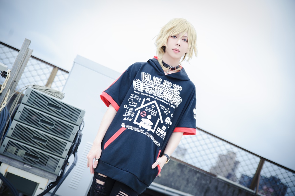 Jillpunkアニメ 可愛い お宅 ニ次コン 機動警察 NEET 自宅警備猫 プリント ゆったり半袖 猫耳 吸放湿性インナー モダールパーカ― Oversizeオーバーサイズ オリジナル メンズ レディーズ おしゃれ 男女兼用 ファッション 秋葉系