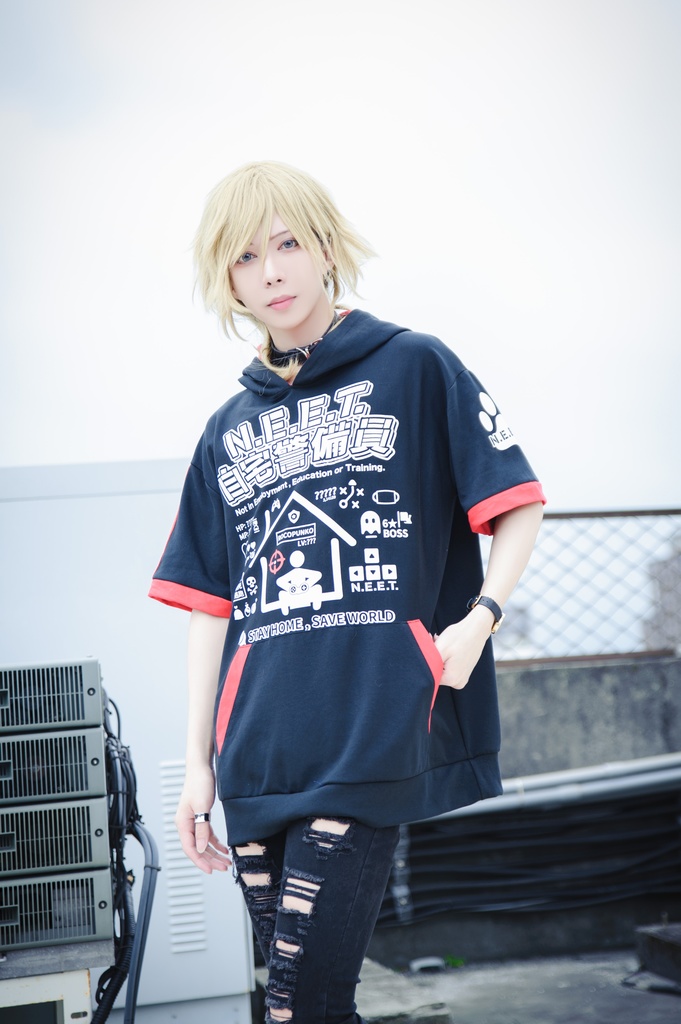 Jillpunkアニメ 可愛い お宅 ニ次コン 機動警察 NEET 自宅警備猫 プリント ゆったり半袖 猫耳 吸放湿性インナー モダールパーカ― Oversizeオーバーサイズ オリジナル メンズ レディーズ おしゃれ 男女兼用 ファッション 秋葉系