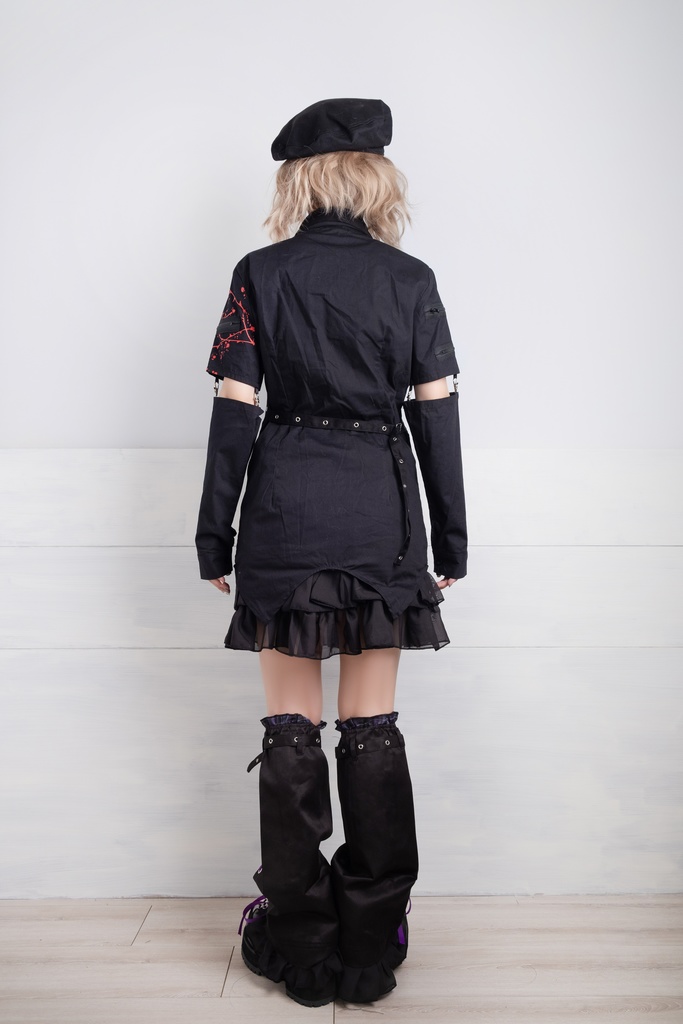 Jillpunk クラシックパンク ロック ヘヴィメタルスピリッツ 鉄チェーンウェストコートベスト アームカバー付き 半袖ドレスシャツ 2点セット オリジナルメンズ レディーズ おしゃれ男女兼用ファッション兄系カッコいい