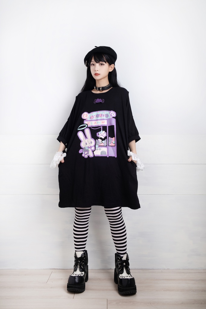 Jillpunkロリータ夢かわいい 可愛いおしゃれ 萌え テーマパーク クレーンゲーム ネクタイ付きレースヘム水兵服 兎耳セーラーカラー ゆったりワンピース・ドレス オリジナル原宿おしゃれ姫系森女