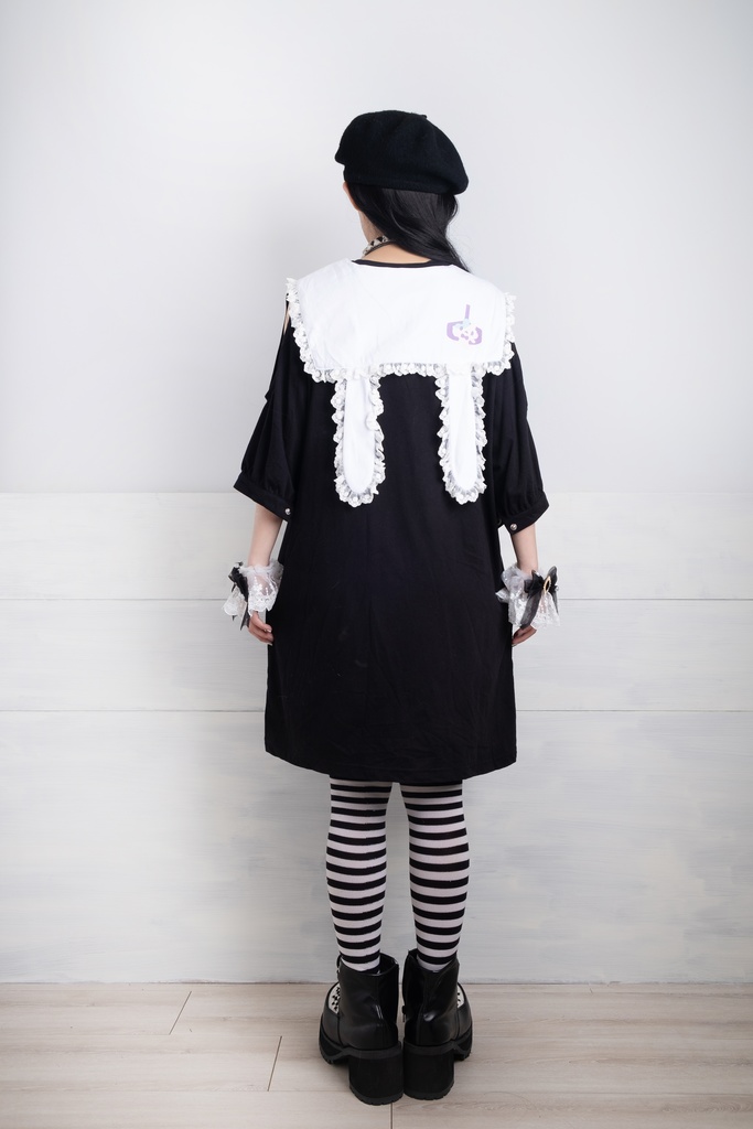 Jillpunkロリータ夢かわいい 可愛いおしゃれ 萌え テーマパーク クレーンゲーム ネクタイ付きレースヘム水兵服 兎耳セーラーカラー ゆったりワンピース・ドレス オリジナル原宿おしゃれ姫系森女