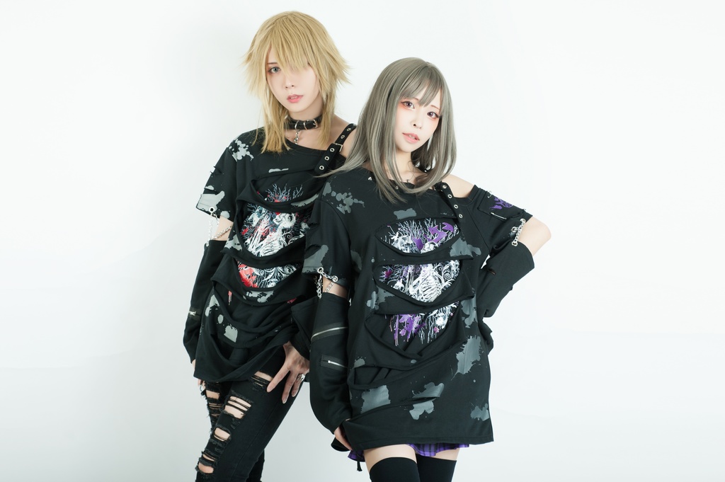 Jillpunk グランジパンク 悪夢心魔 インクプリント ワンショルダーカット 服ビリ 重ね着 アームカバー付き カットソーtシャツ セクシー ロック ヘヴィメタル オリジナルメンズ レディーズ おしゃれ男女兼用ファッションカッコいい