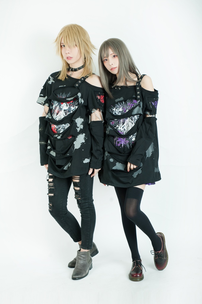 Jillpunk グランジパンク 悪夢心魔 インクプリント ワンショルダーカット 服ビリ 重ね着 アームカバー付き カットソーtシャツ セクシー ロック ヘヴィメタル オリジナルメンズ レディーズ おしゃれ男女兼用ファッションカッコいい