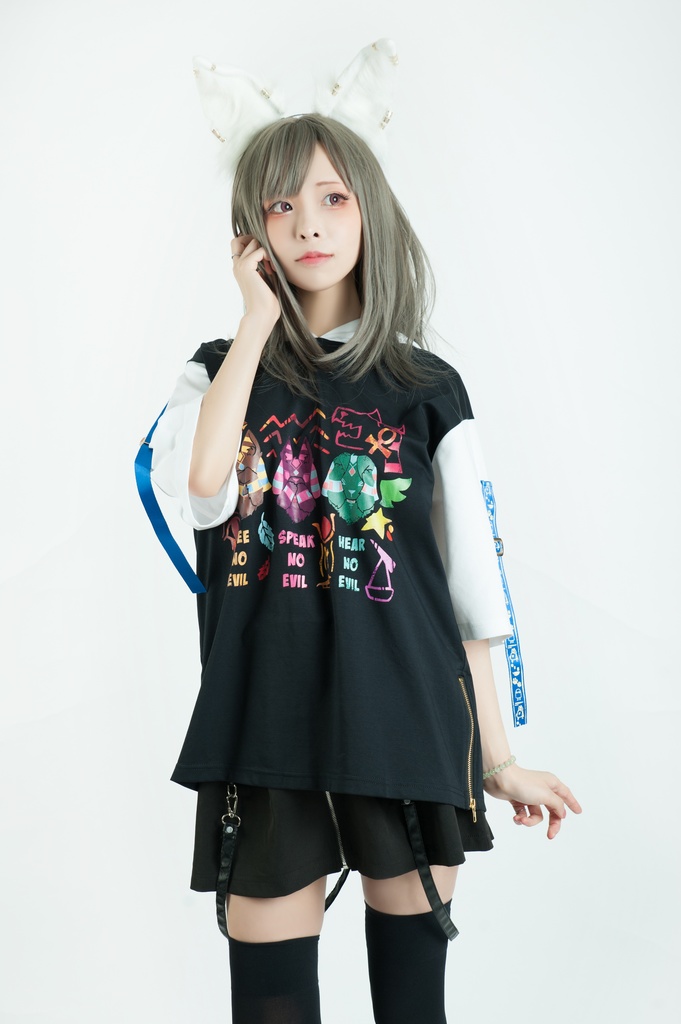 Jillpunk芝麻コラボアニメ 可愛い お宅 ニ次コン エジプト神話ベビー アヌビス守護神 犬耳 ゆったり半袖パーカ― オリジナル メンズ レディーズ おしゃれ 男女兼用 ファッション 秋葉系