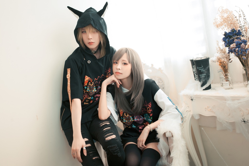 Jillpunk芝麻コラボアニメ 可愛い お宅 ニ次コン エジプト神話ベビー アヌビス守護神 犬耳 ゆったり半袖パーカ― オリジナル メンズ レディーズ おしゃれ 男女兼用 ファッション 秋葉系