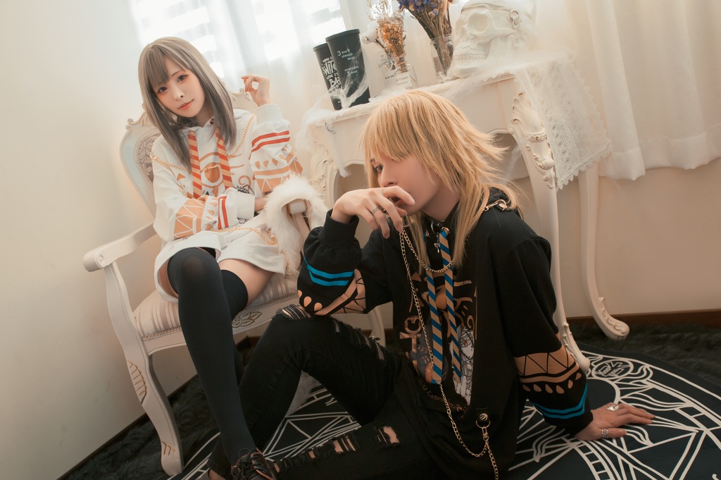 Jillpunk芝麻コラボアニメ 可愛い お宅 ニ次コン エジプト神話ベビー ウェネト女神 兎耳 ゆったり ファラオプリント チェーン付き長袖パーカ― オリジナル メンズ レディーズ おしゃれ 男女兼用 ファッション 秋葉系