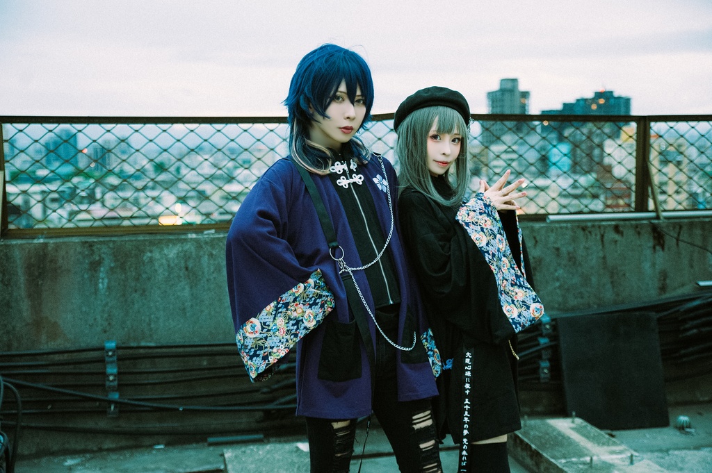 Jillpunk和風モード戦国武将物語 本能寺の変 明智光秀 家紋刺繡 花柄キモノスリーブ 重ね着風チェーン付き現代羽織 和装ジャケットブレザー オリジナル メンズ レディー V系カッコいい おしゃれ男女兼用ファッション秋葉系