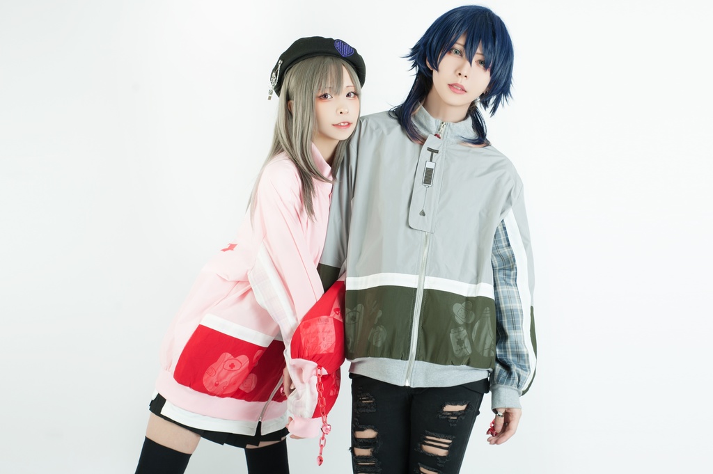 Jillpunkメンヘラ病みカワ rinihimmeコラボ ネコ救急隊猫 タータンチェック柄 チュールカバー タウンユース ジェリーチャーム付き 長袖ウィンドウブレーカー ジャケット オリジナル メンズレディース 森系 ロリータ おしゃれ可愛い地雷系萌え