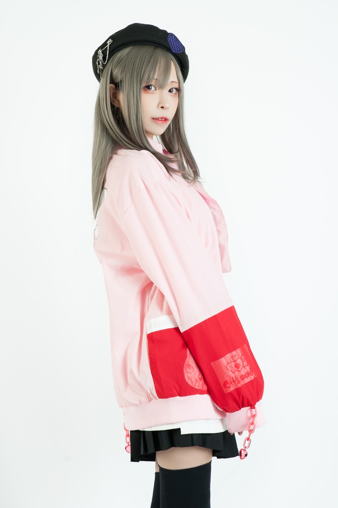 Jillpunkメンヘラ病みカワ rinihimmeコラボ ネコ救急隊猫 タータンチェック柄 チュールカバー タウンユース ジェリーチャーム付き 長袖ウィンドウブレーカー ジャケット オリジナル メンズレディース 森系 ロリータ おしゃれ可愛い地雷系萌え