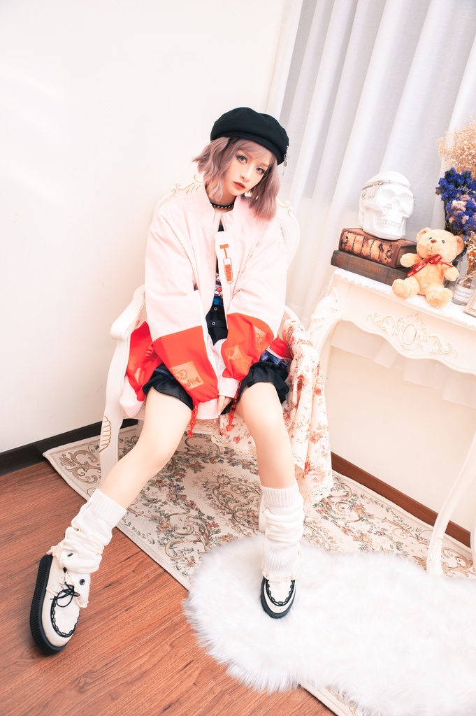 Jillpunkメンヘラ病みカワ rinihimmeコラボ ネコ救急隊猫 タータンチェック柄 チュールカバー タウンユース ジェリーチャーム付き 長袖ウィンドウブレーカー ジャケット オリジナル メンズレディース 森系 ロリータ おしゃれ可愛い地雷系萌え