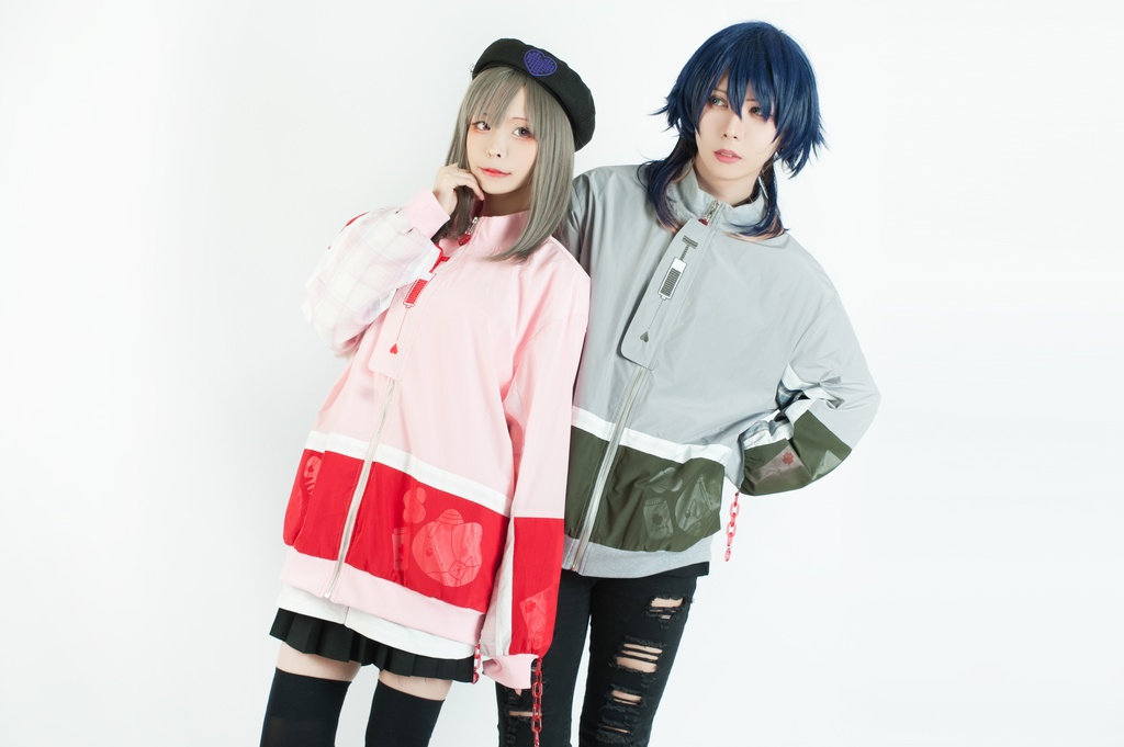 Jillpunkメンヘラ病みカワ rinihimmeコラボ ネコ救急隊猫 タータンチェック柄 チュールカバー タウンユース ジェリーチャーム付き 長袖ウィンドウブレーカー ジャケット オリジナル メンズレディース 森系 ロリータ おしゃれ可愛い地雷系萌え