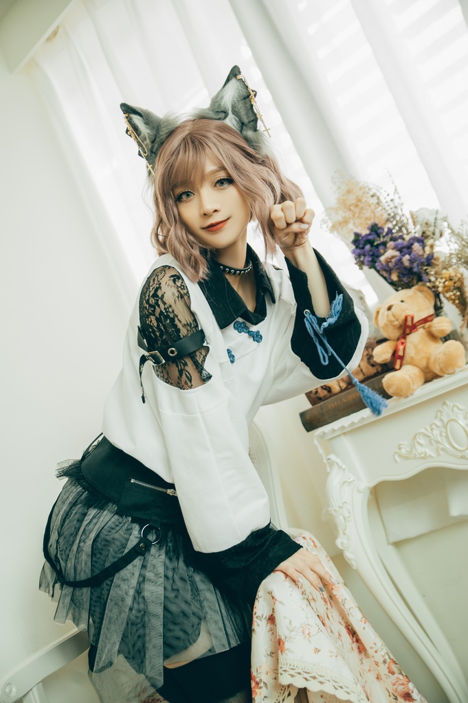 Jillpunk中華風チャイナモード OTOCHIコラボ 桔梗百合 オフショルダー 肩見せ 中国結び富貴結 重ね風 透けレース タッセルストラップ 長袖ブラウス カットソー 和風オリジナル メンズ レディーズ おしゃれ男女兼用ファッション セクシー