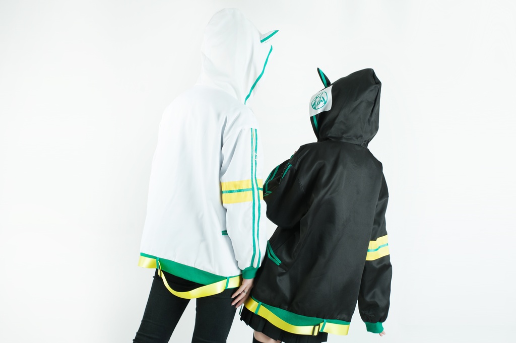 Jillpunk中華風チャイナモード OTOCHIコラボ 稲荷狐神 グラデーション色 チェストポケット 狐耳ワークパーカー フード付きジャケット 和風オリジナルメンズ レディーズ おしゃれ男女兼用ファッションカッコいい