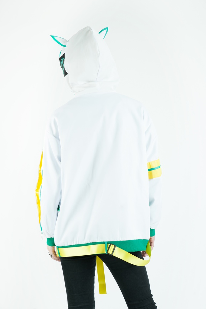 Jillpunk中華風チャイナモード OTOCHIコラボ 稲荷狐神 グラデーション色 チェストポケット 狐耳ワークパーカー フード付きジャケット 和風オリジナルメンズ レディーズ おしゃれ男女兼用ファッションカッコいい