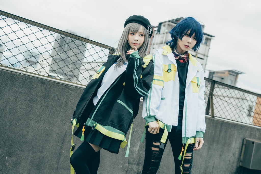 Jillpunk中華風チャイナモード OTOCHIコラボ 稲荷狐神 グラデーション色 チェストポケット 狐耳ワークパーカー フード付きジャケット 和風オリジナルメンズ レディーズ おしゃれ男女兼用ファッションカッコいい