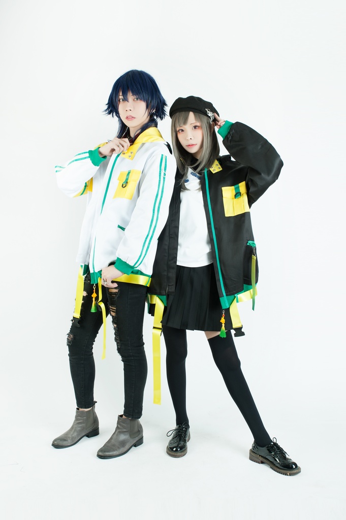 Jillpunk中華風チャイナモード OTOCHIコラボ 稲荷狐神 グラデーション色 チェストポケット 狐耳ワークパーカー フード付きジャケット 和風オリジナルメンズ レディーズ おしゃれ男女兼用ファッションカッコいい