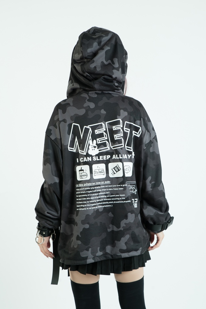 Jillpunkアニメ カッコいいお宅 ニ次コン 機動警察 NEET 自宅警備員 プリント 長袖 ワークスペック ゆったり フード付き ミリタリー迷彩 フィールドパーカ― オリジナル メンズ レディーズ おしゃれ 男女兼用 ファッション 秋葉系