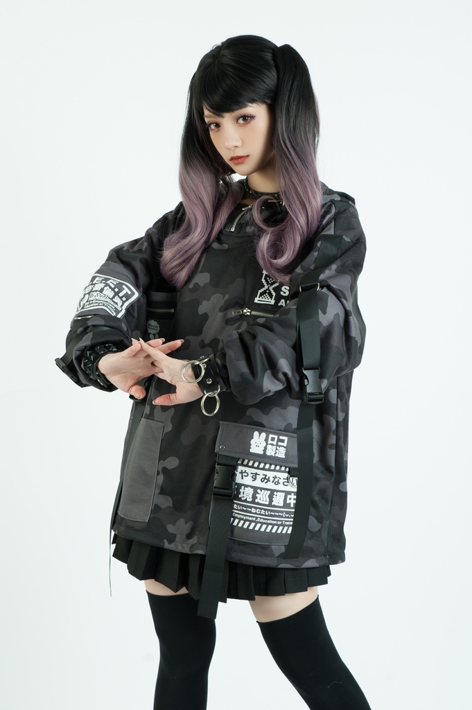 Jillpunkアニメ カッコいいお宅 ニ次コン 機動警察 NEET 自宅警備員 プリント 長袖 ワークスペック ゆったり フード付き ミリタリー迷彩 フィールドパーカ― オリジナル メンズ レディーズ おしゃれ 男女兼用 ファッション 秋葉系