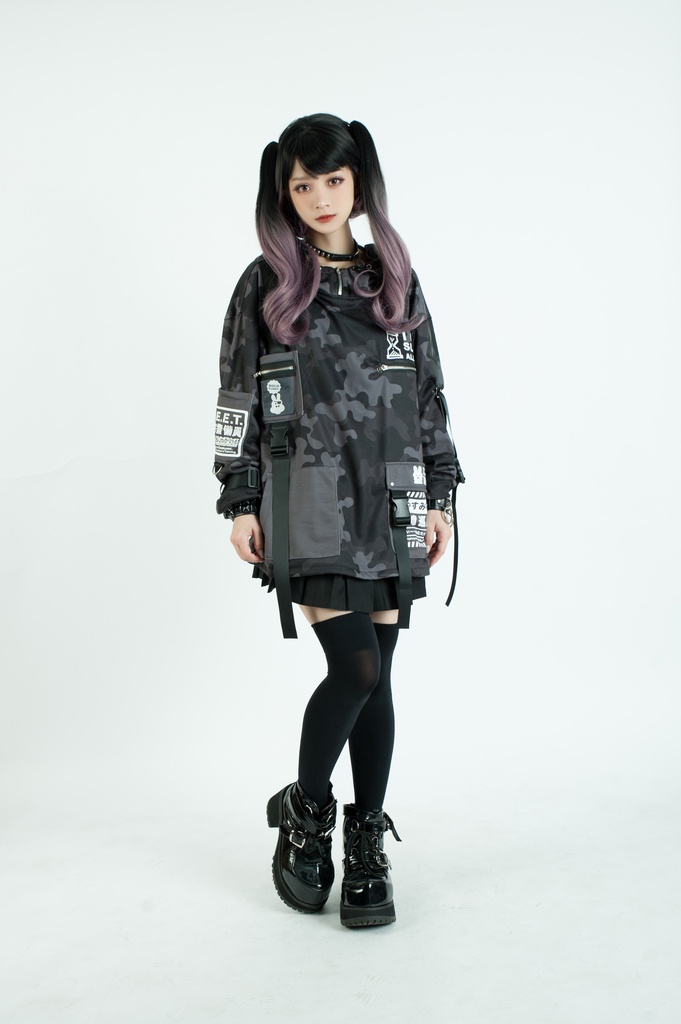 Jillpunkアニメ カッコいいお宅 ニ次コン 機動警察 NEET 自宅警備員 プリント 長袖 ワークスペック ゆったり フード付き ミリタリー迷彩 フィールドパーカ― オリジナル メンズ レディーズ おしゃれ 男女兼用 ファッション 秋葉系