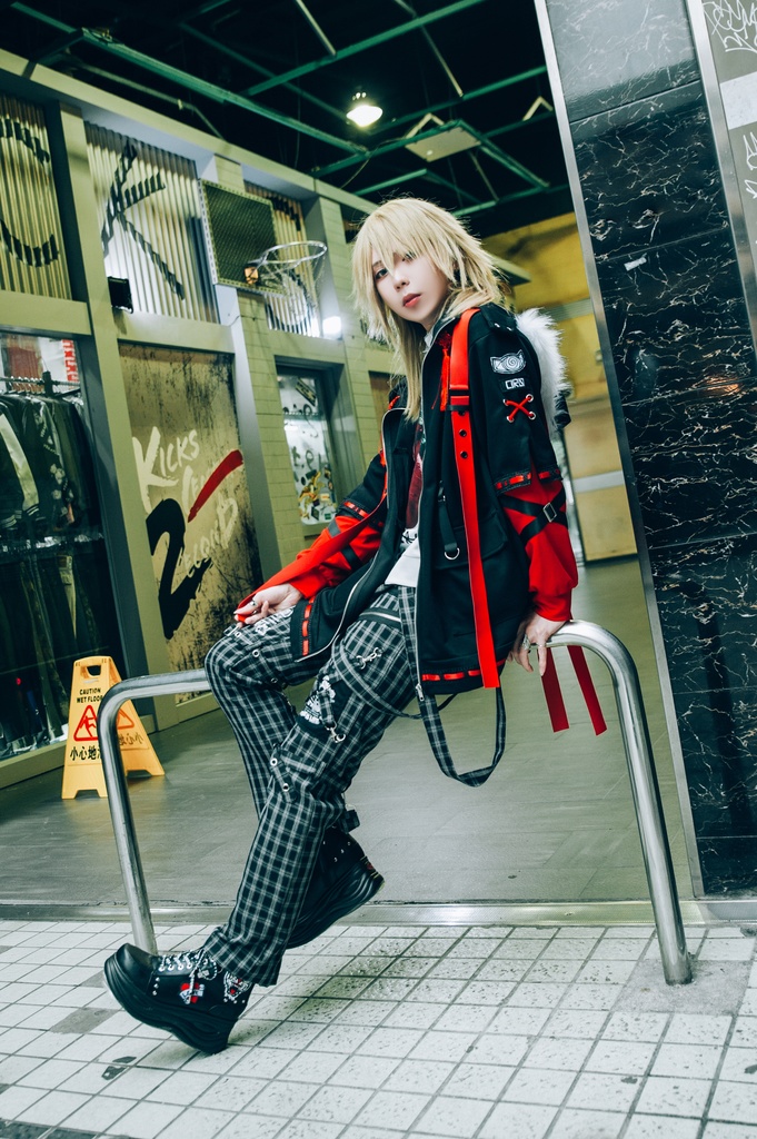 Jillpunk中華風チャイナモード アニメ ookamiciroコラボ 冬狐物語 妖狐 吉祥結びタッセル 狐耳 フェイクファー ハーネス付 重ね風パーカー コート フード付きジャケット オリジナルメンズ レディーズ おしゃれ男女兼用ファッション カッコいい