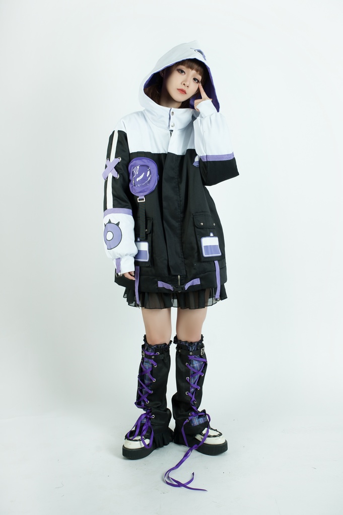 Jillpunk病みカワ 台湾画師蕾卡reikaコラボ 白日夢異星UFO エイリアン 痛バッグ 反対色 キルティング ゆったりパーカー フード付きジャケット オリジナルメンズ レディーズ カジュアル おしゃれ大きいサイズ男女兼用 可愛い