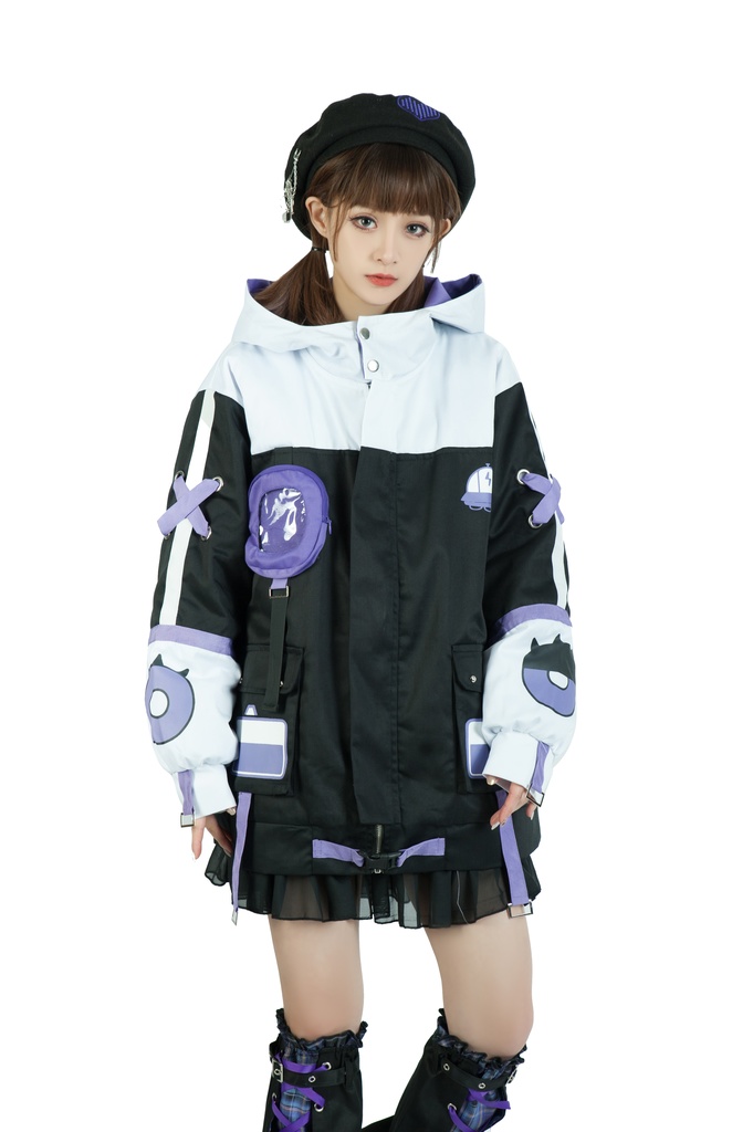 Jillpunk病みカワ 台湾画師蕾卡reikaコラボ 白日夢異星UFO エイリアン 痛バッグ 反対色 キルティング ゆったりパーカー フード付きジャケット オリジナルメンズ レディーズ カジュアル おしゃれ大きいサイズ男女兼用 可愛い