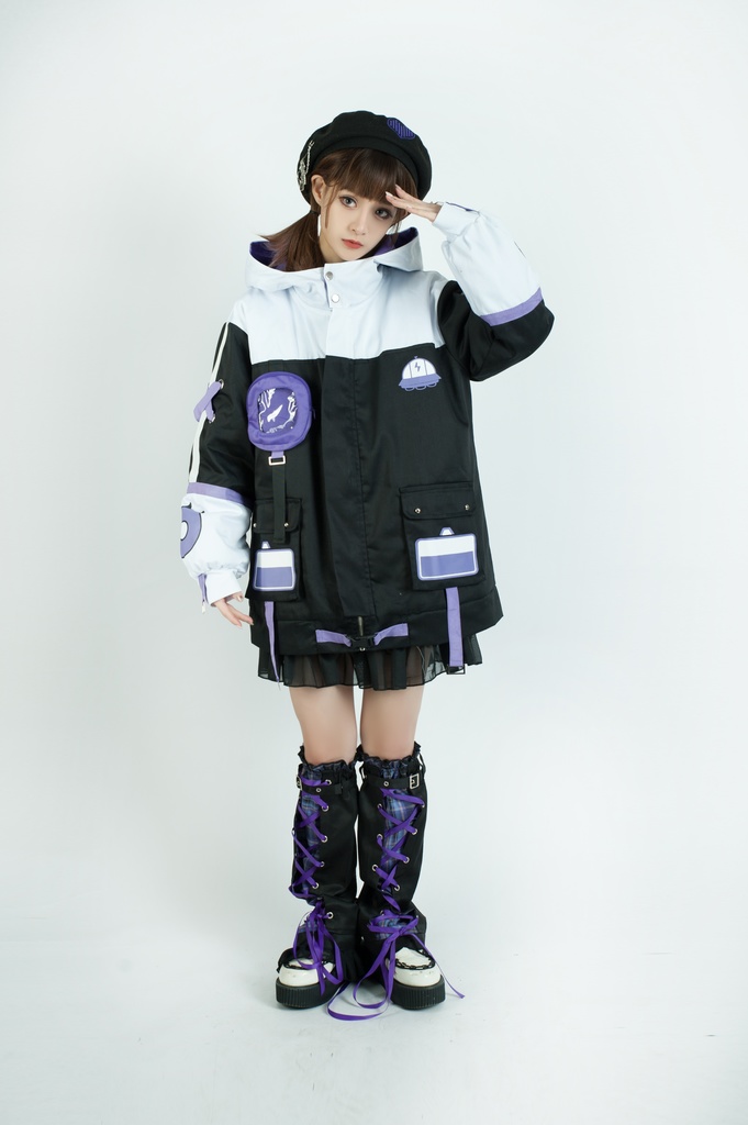 Jillpunk病みカワ 台湾画師蕾卡reikaコラボ 白日夢異星UFO エイリアン 痛バッグ 反対色 キルティング ゆったりパーカー フード付きジャケット オリジナルメンズ レディーズ カジュアル おしゃれ大きいサイズ男女兼用 可愛い