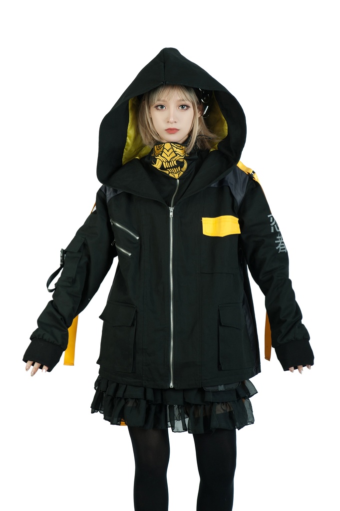 Jillpunkアニメ 二次コン イギリス画師Helloclonionコラボ 夜叉忍者 呪符ストラップ 重ね風 キルティング 刺繡 マスク付き パネルパーカー チャック付きフード ジャケット オリジナルメンズ レディーズ おしゃれ男女兼用 兄系 カッコいい0