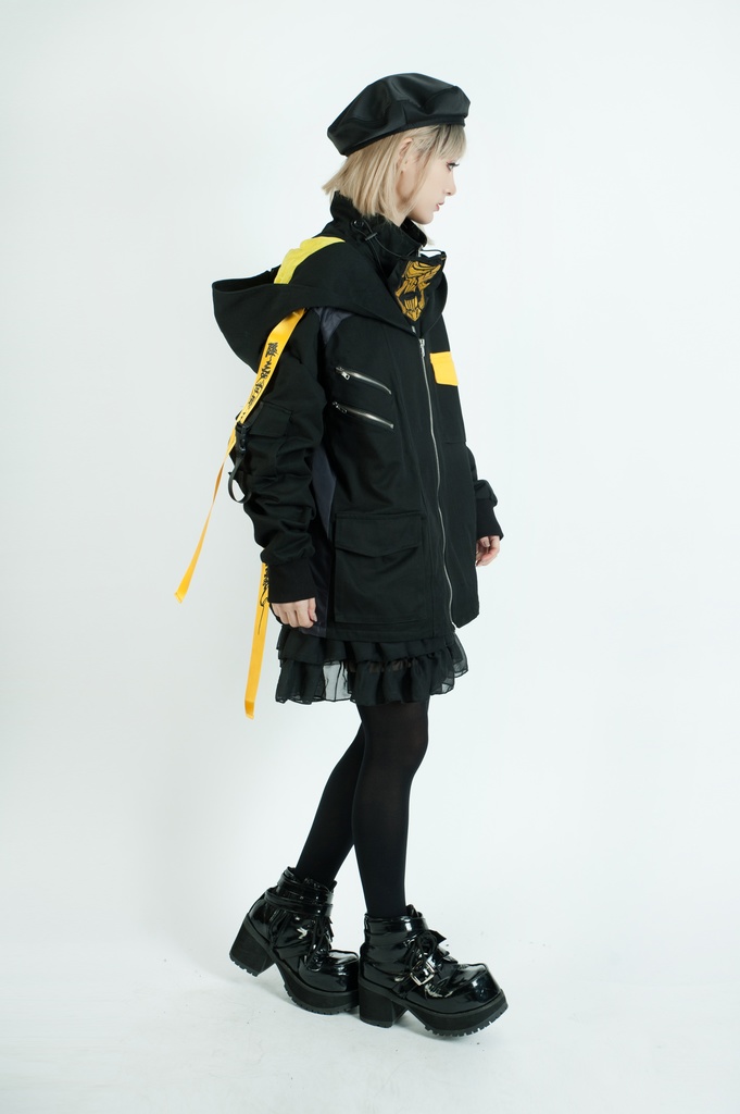 Jillpunkアニメ 二次コン イギリス画師Helloclonionコラボ 夜叉忍者 呪符ストラップ 重ね風 キルティング 刺繡 マスク付き パネルパーカー チャック付きフード ジャケット オリジナルメンズ レディーズ おしゃれ男女兼用 兄系 カッコいい0