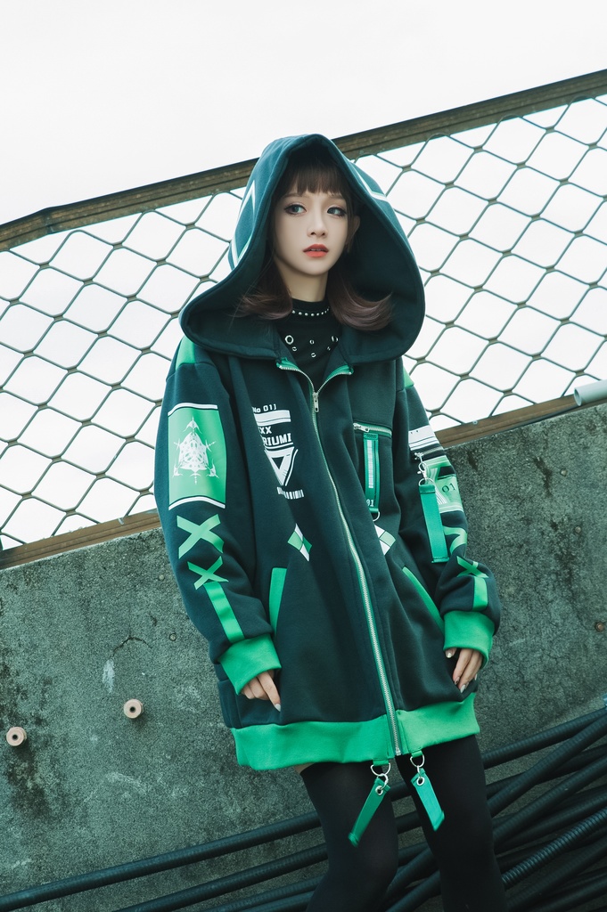 Jillpunkアニメファッション ニ次コン 鳥海鵜己コラボ 雲散楼鳥 ゲームモチーフ タクティカル ミリタリー 特殊部隊 裏起毛 ゆったりパーカー長袖 フード付きジャケット オリジナルメンズ レディーズ カジュアル おしゃれ男女兼用 兄系カッコいい