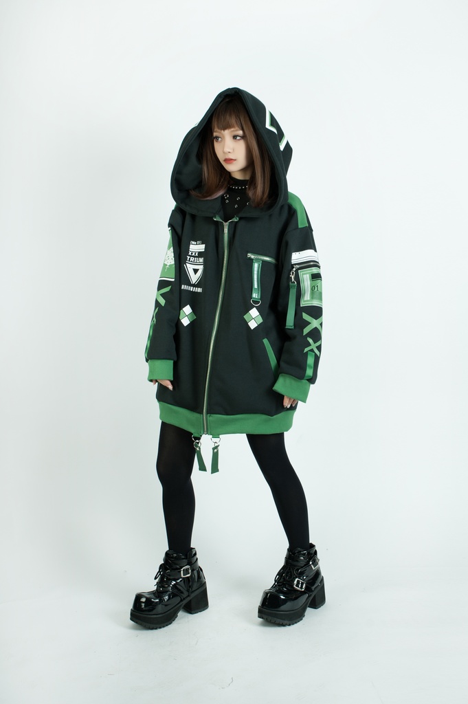 Jillpunkアニメファッション ニ次コン 鳥海鵜己コラボ 雲散楼鳥 ゲームモチーフ タクティカル ミリタリー 特殊部隊 裏起毛 ゆったりパーカー長袖 フード付きジャケット オリジナルメンズ レディーズ カジュアル おしゃれ男女兼用 兄系カッコいい