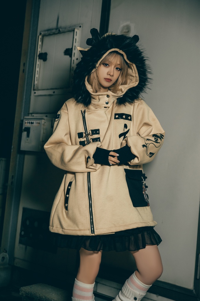 Jillpunk芝麻コラボ 中華風 チャイナモード 東方神獣 龍神王 龍角 クラスプ留め具 ゆったりパーカー 裏起毛 フード付きジャケット オリジナルメンズ レディーズ カジュアル おしゃれ大きいサイズ男女兼用カッコいい 兄系