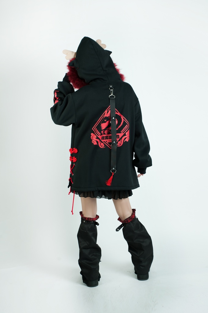 Jillpunk芝麻コラボ 中華風 チャイナモード 東方神獣 龍神王 龍角 クラスプ留め具 ゆったりパーカー 裏起毛 フード付きジャケット オリジナルメンズ レディーズ カジュアル おしゃれ大きいサイズ男女兼用カッコいい 兄系