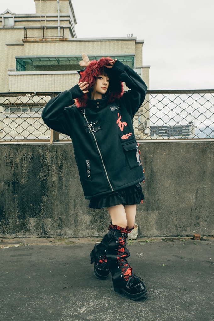 Jillpunk芝麻コラボ 中華風 チャイナモード 東方神獣 龍神王 龍角 クラスプ留め具 ゆったりパーカー 裏起毛 フード付きジャケット オリジナルメンズ レディーズ カジュアル おしゃれ大きいサイズ男女兼用カッコいい 兄系