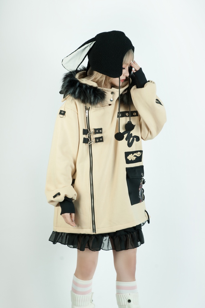 Jillpunk芝麻コラボ 中華風 チャイナモード 東方神獣 龍神王 龍角 クラスプ留め具 ゆったりパーカー 裏起毛 フード付きジャケット オリジナルメンズ レディーズ カジュアル おしゃれ大きいサイズ男女兼用カッコいい 兄系