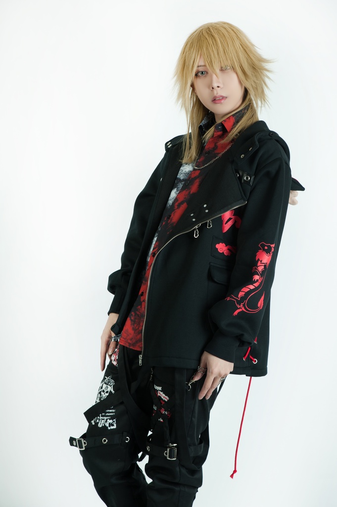 Jillpunk芝麻コラボ 中華風 チャイナモード 東方神獣 龍神王 龍角 クラスプ留め具 ゆったりパーカー 裏起毛 フード付きジャケット オリジナルメンズ レディーズ カジュアル おしゃれ大きいサイズ男女兼用カッコいい 兄系